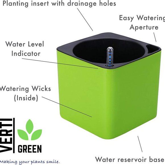NWT VERTIGREEN Self Watering Planters for Indoor Plants - Set of 4 (Blue) - Picture 2 of 7